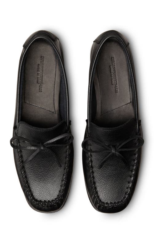 Stuart Weitzman Men's Montauk Grained Leather Moccasin Loafers In Black