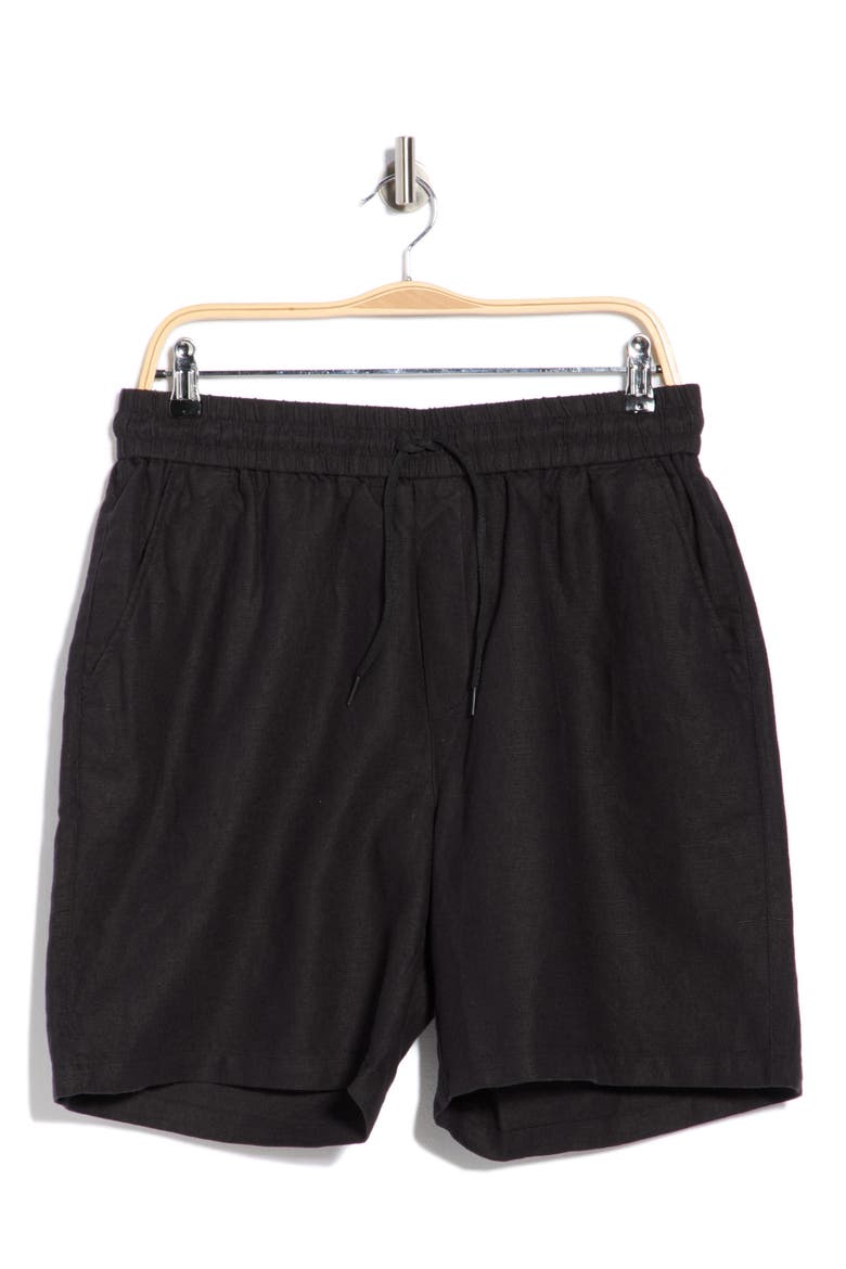 Otto Linen & Cotton Shorts, Alternate, color, BLACK/ BLACK