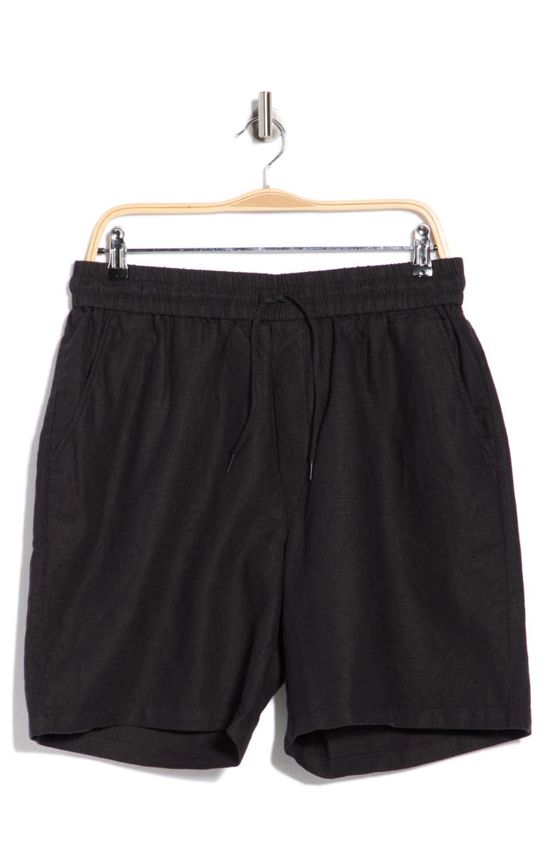 Les Deux Otto Linen & Cotton Shorts, Main, color, Black/ Black