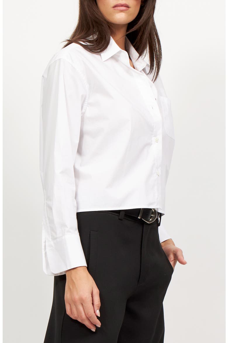 Rayne Crop Cotton Shirt, Alternate, color, BRIGHT WHITE