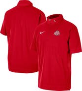 Nike Men's Nike Scarlet Ohio State Buckeyes Coaches Half-Zip Short Sleeve Jacket