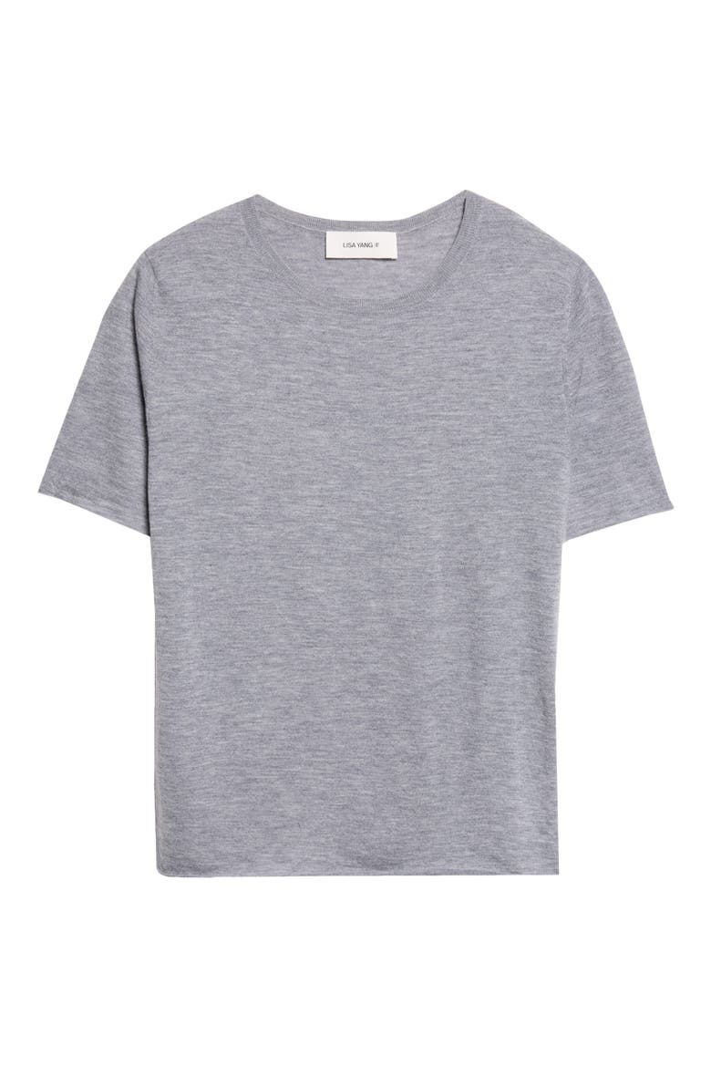 Ari Short Sleeve Cashmere Sweater, Alternate, color, DARK MIST