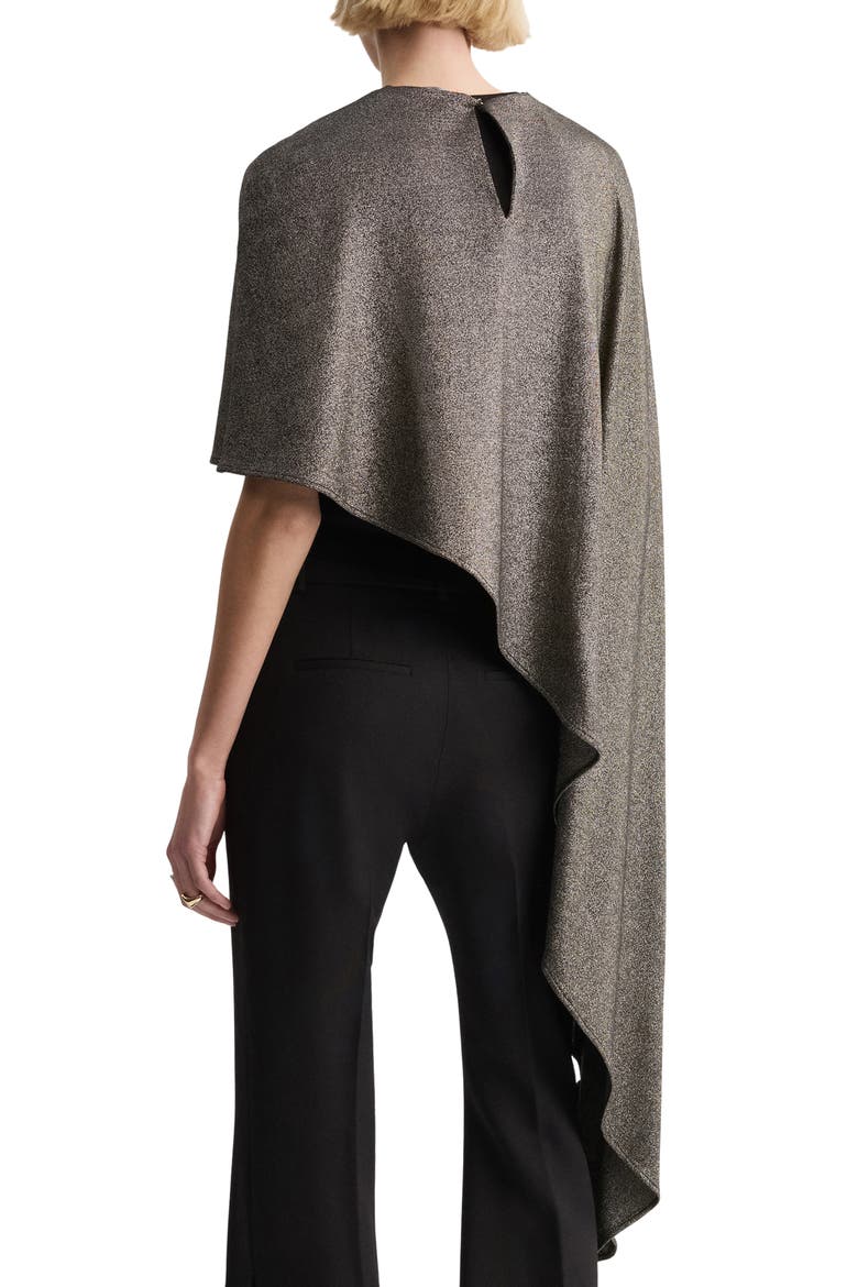 Asymmetric Lurex Cape, Alternate, color, BLACK