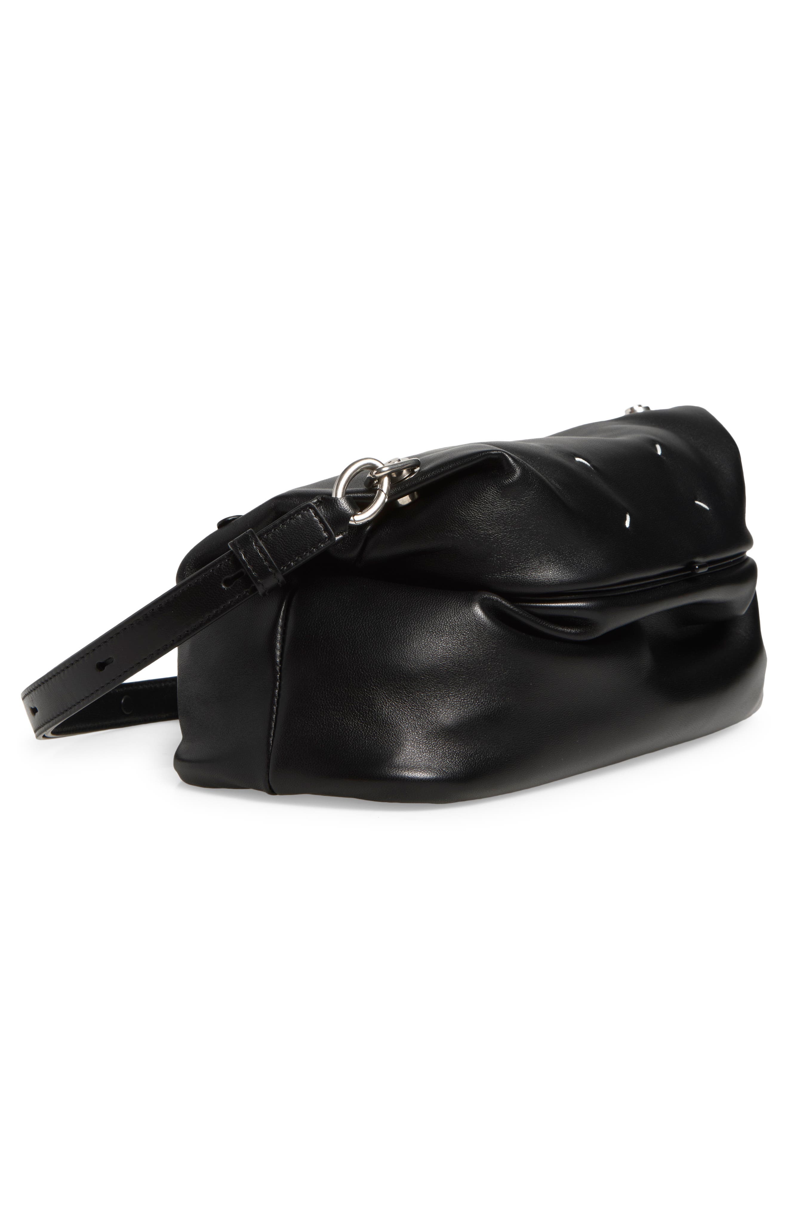 Link Small Leather Shoulder Bag, Alternate, color, BLACK