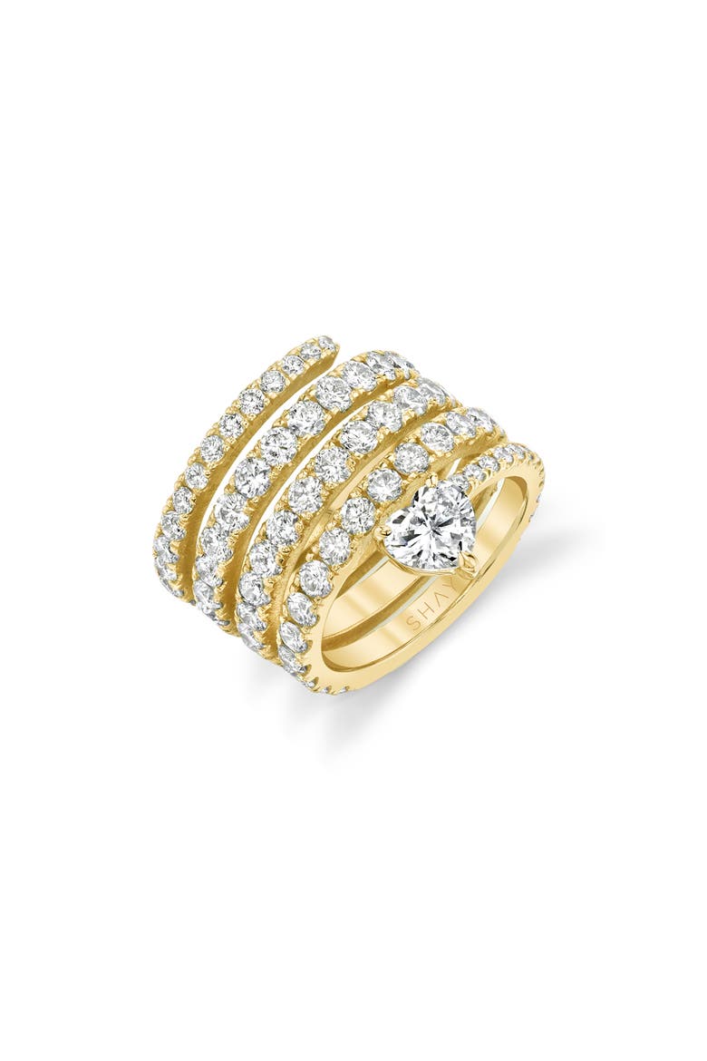 Swirl Diamond Heart Pinky Ring, Main, color, D3 18KYG