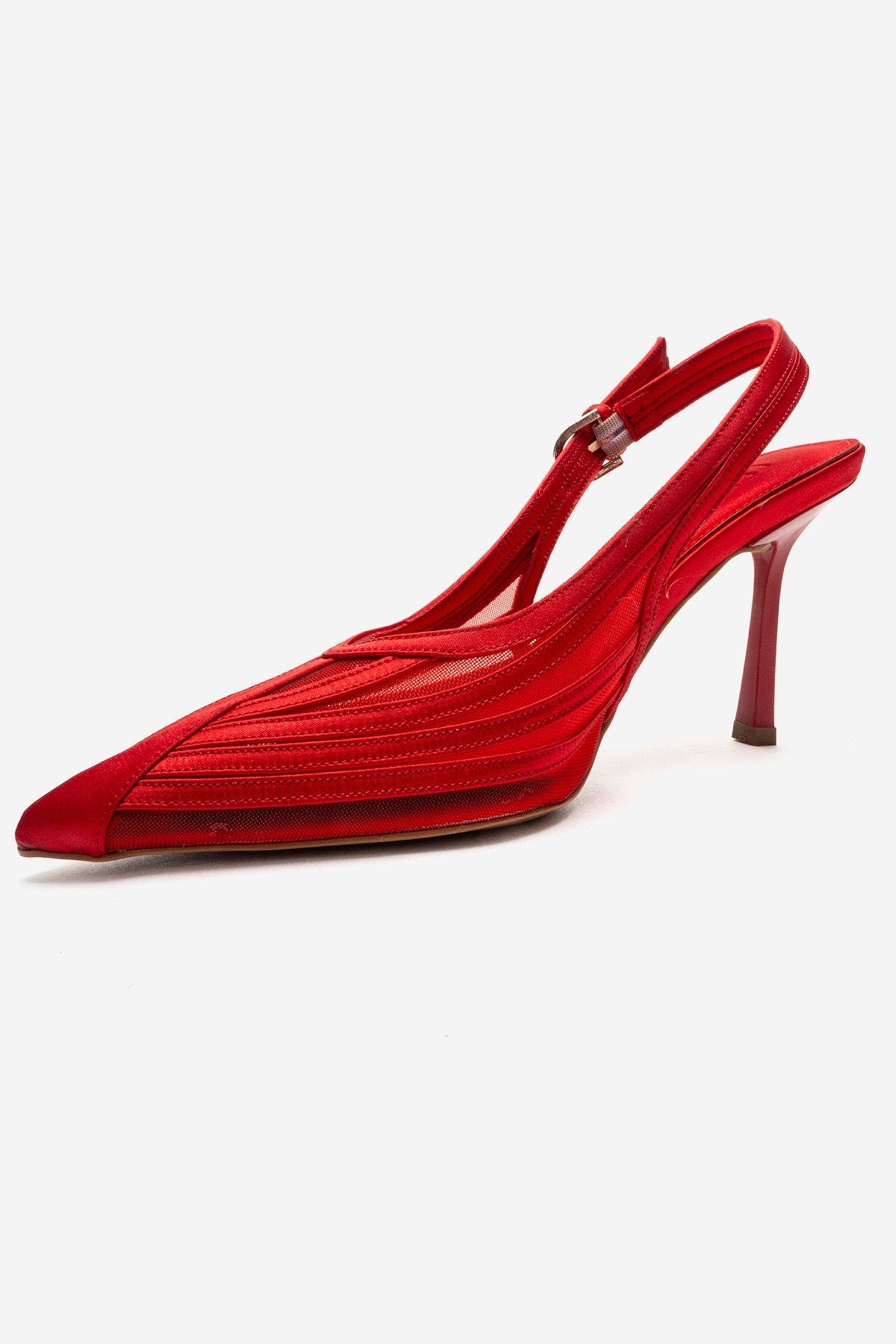 Safira Stiletto Pump, Alternate, color, Red Satin