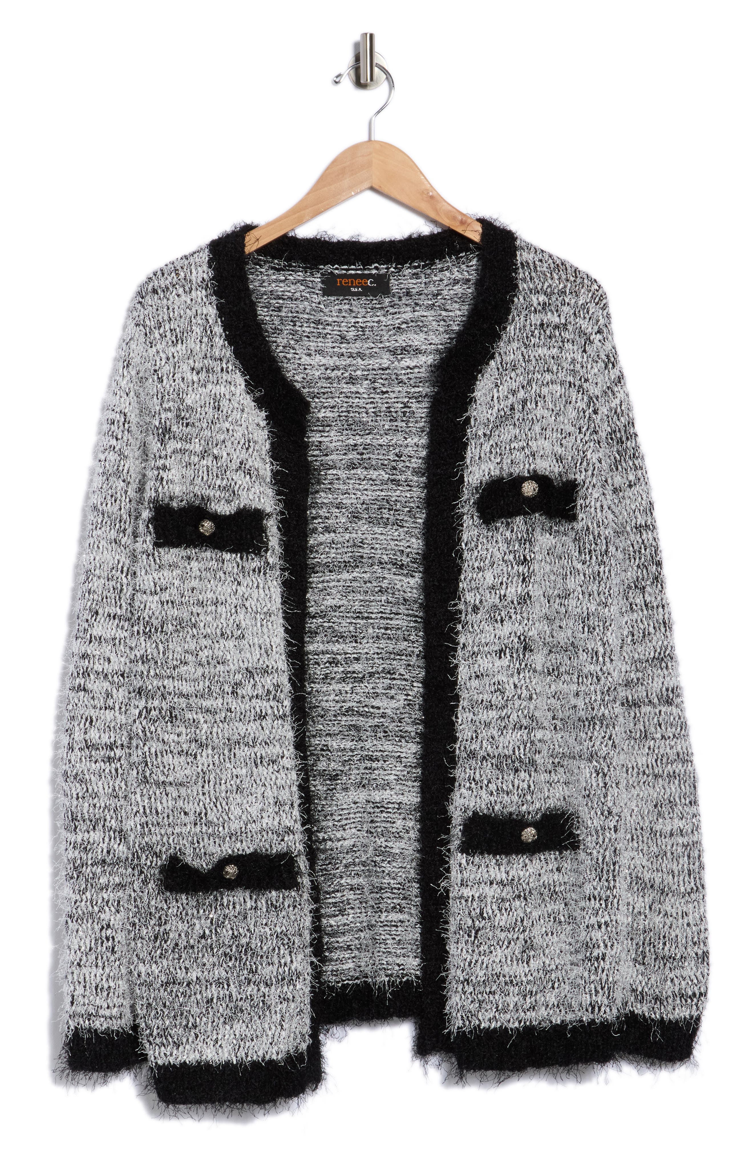Open Front Fuzzy Knit Cardigan