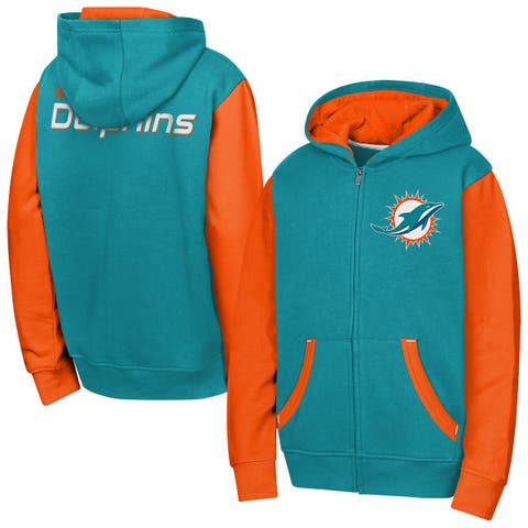 Youth Outerstuff Aqua Miami Dolphins Stadium Colorblock Full-Zip Hoodie