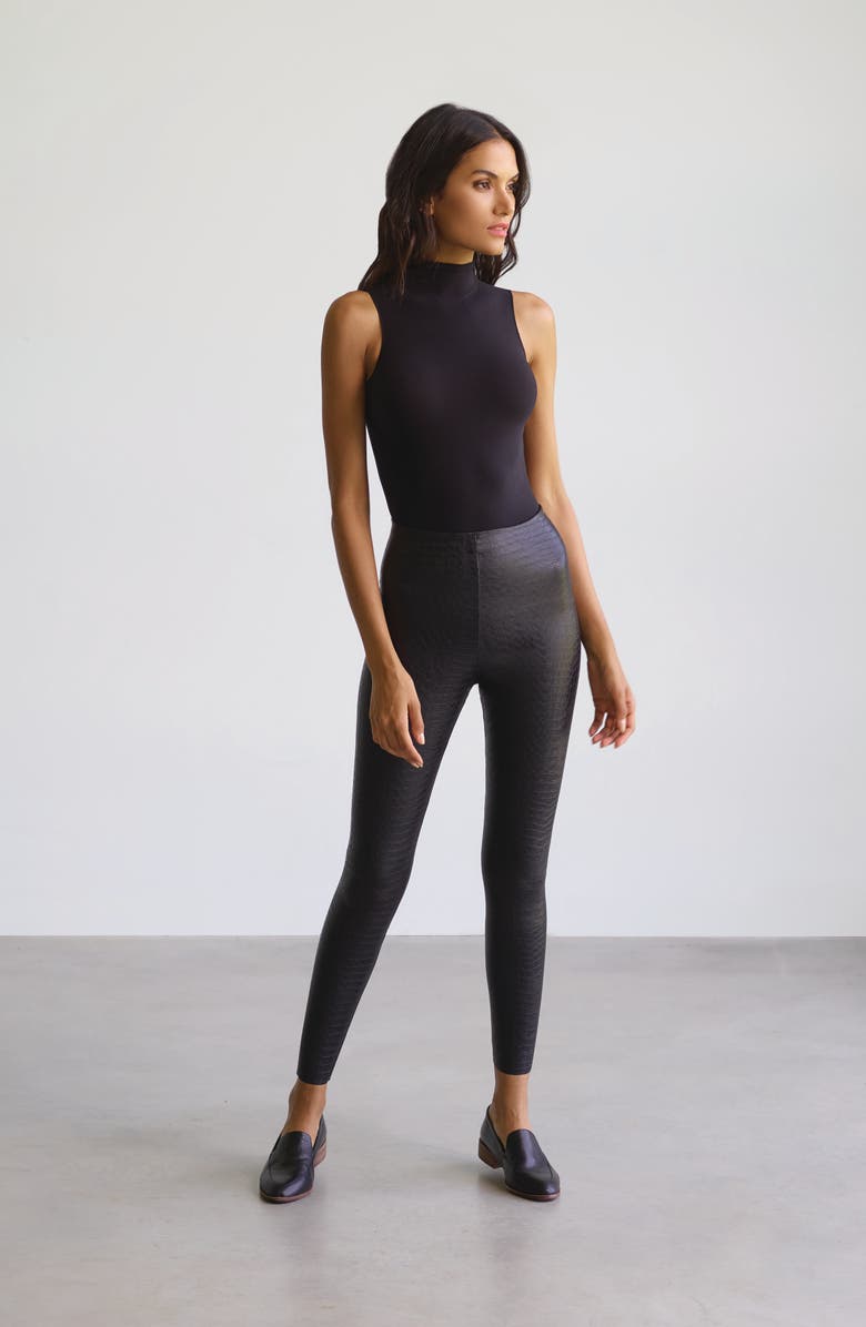 Commando Reptile Embossed Faux Leather Leggings, Alternate, color, Croc