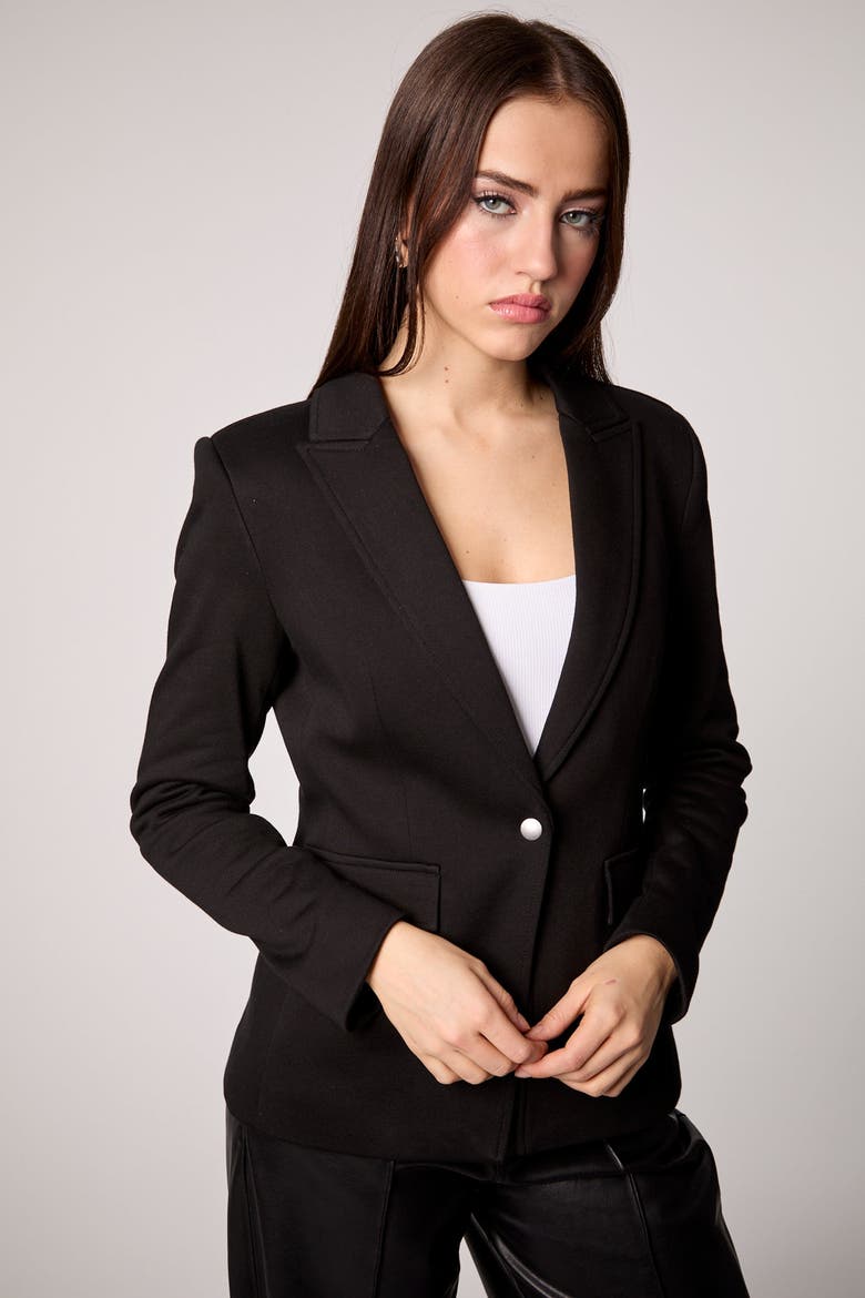 Helen Blazer with Removable Denim Insert, Alternate, color, Black / Denim