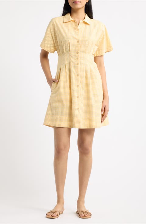 Arden Gingham Pima Cotton Mini Shirtdress
