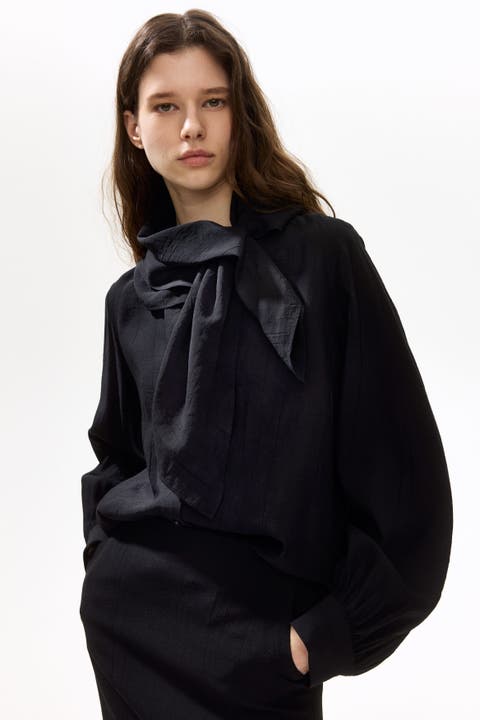 Scarf-detail shirt