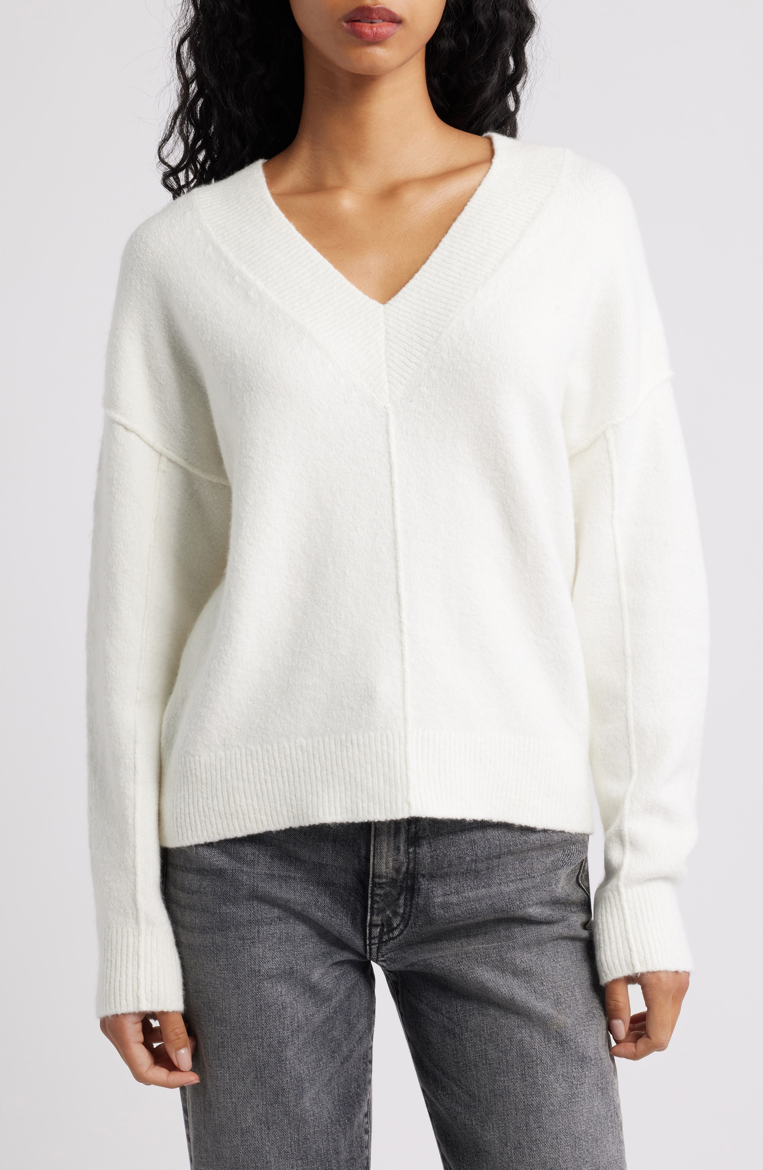 Madewell Calina Deep V-Neck Sweater