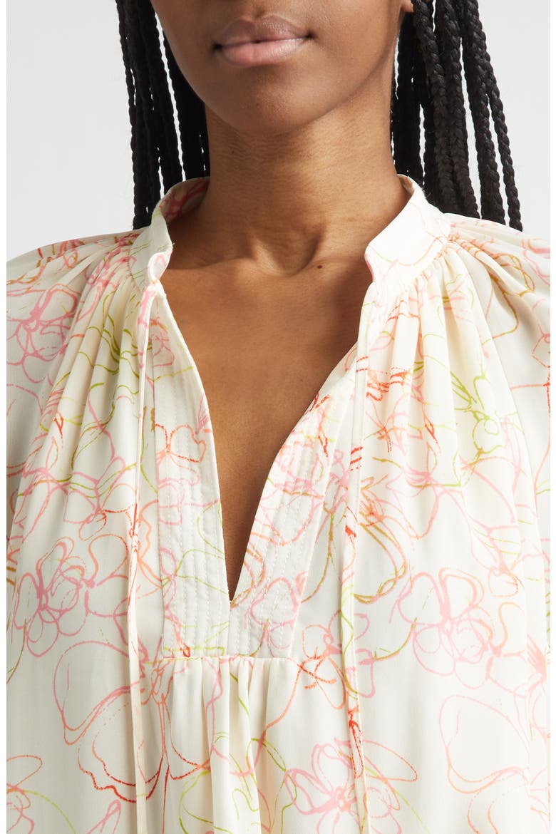Malva Floral Split Neck Top, Alternate, color, CREAM MULTI