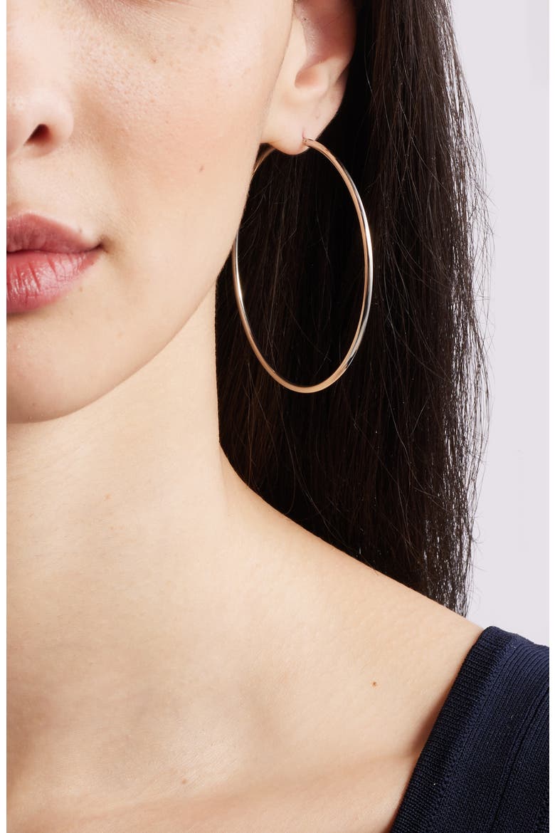 Classic Metal Hoop Earrings, Alternate, color, RHODIUM