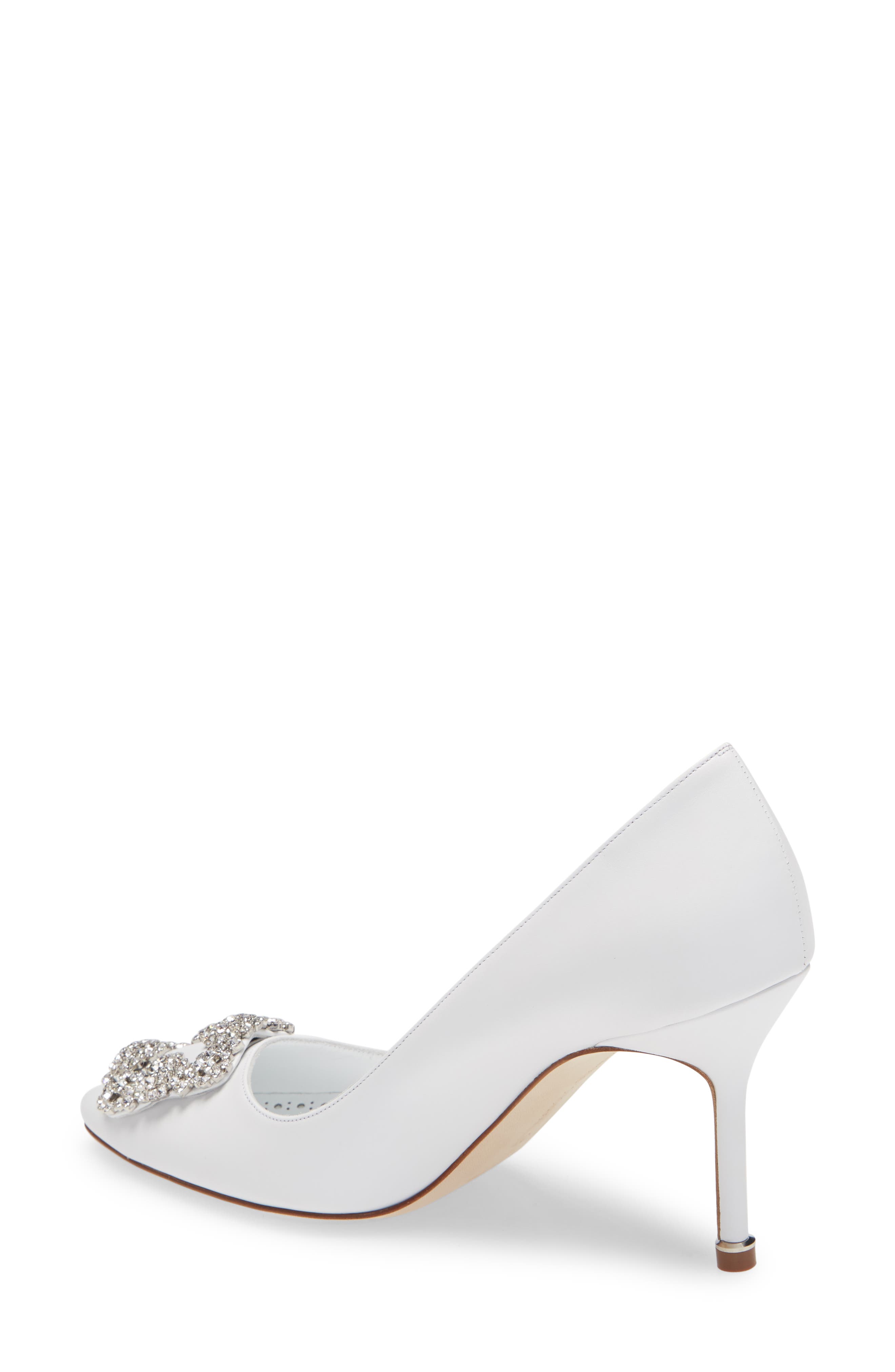 Manolo Blahnik Hangisi Crystal Buckle Pump, Alternate, color, White