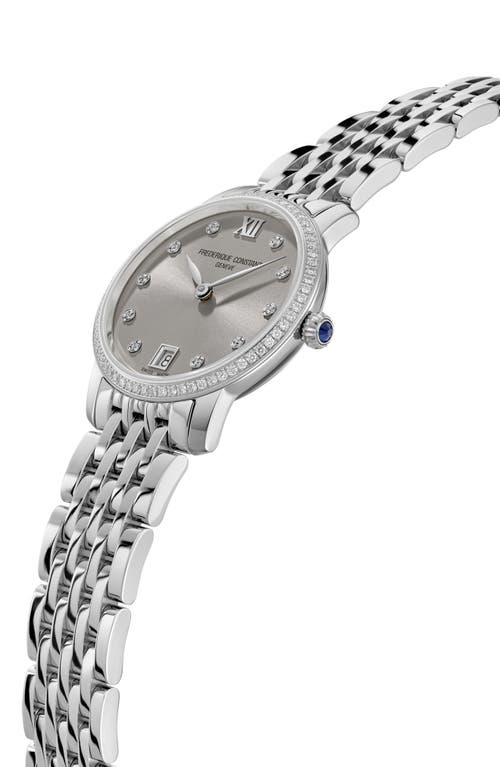 Frederique Constant Women's Swiss Classic Slimline (5/8 Ct. T.w.) Stainless Steel Bracelet Watch 30mm In Silverone