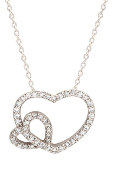 Diamond Interlocking Heart Pendant Necklace