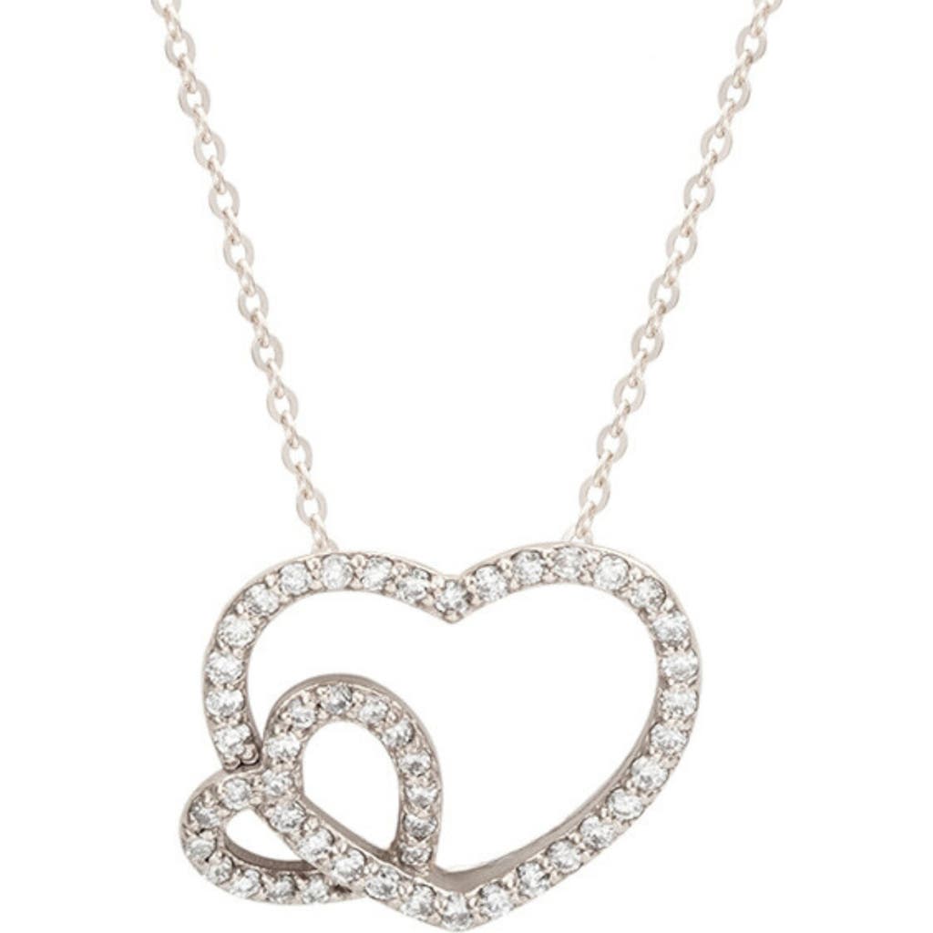 Suzy Levian Diamonds Diamond Interlocking Heart Pendant Necklace In White Gold