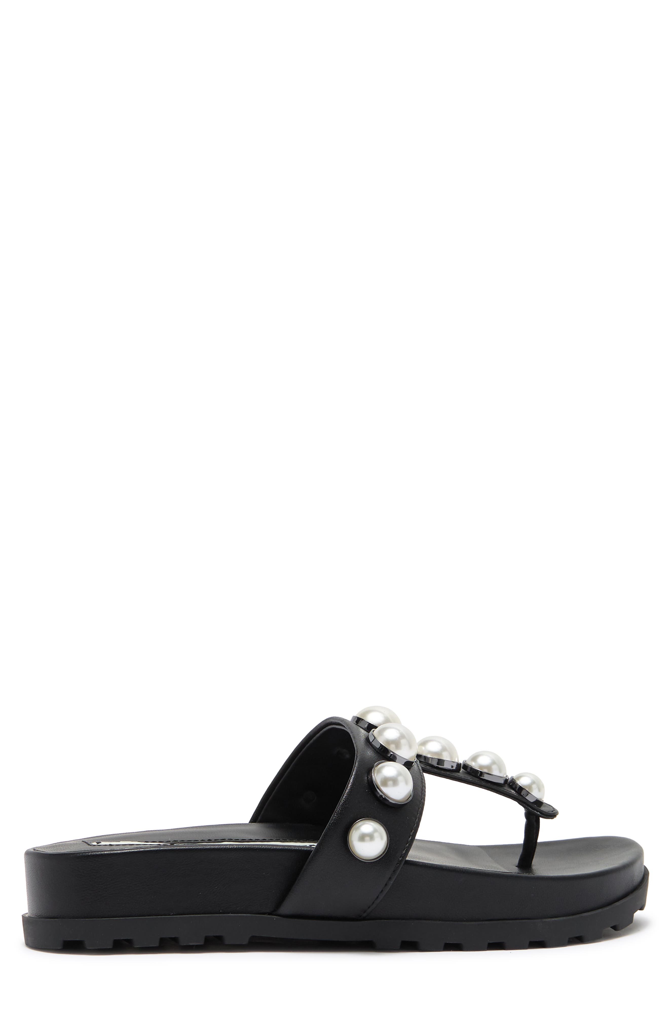 KARL LAGERFELD PARIS Balou Imitation Pearl Flat Sandal, Alternate, color, 