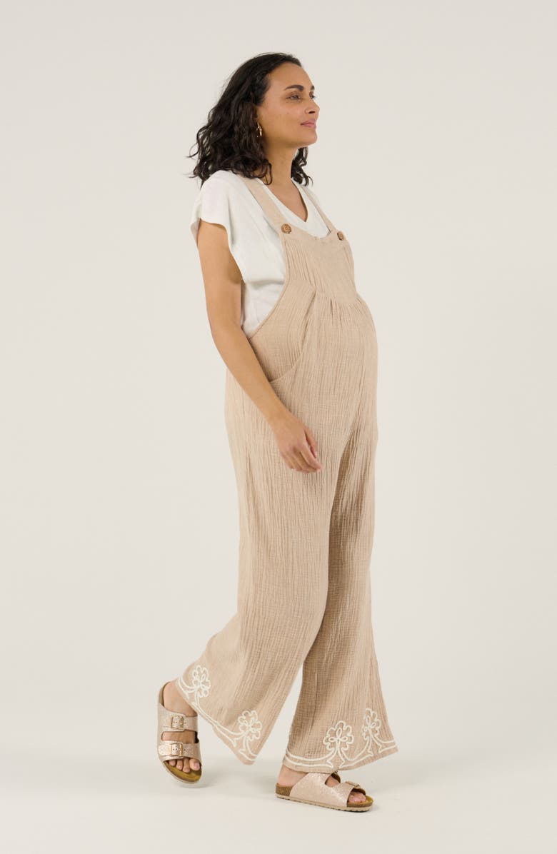Cache Coeur Maternity and Nursing Dungaree Yael, Alternate, color, Beige