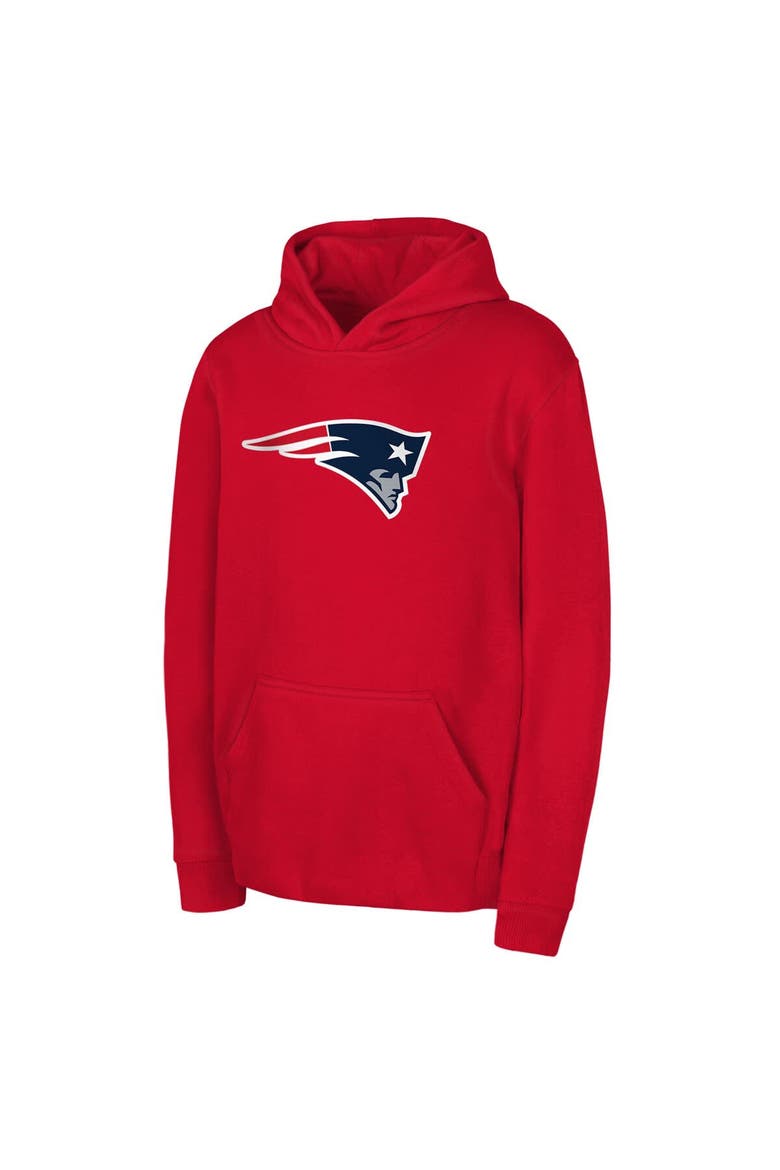 Youth Red New England Patriots Team Logo Pullover Hoodie, Main, color, Red