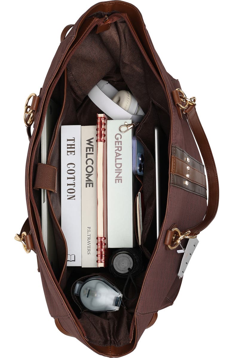 ELLE Eleganza 32L Monogram Weekender Duffel Bag, Alternate, color, Brown