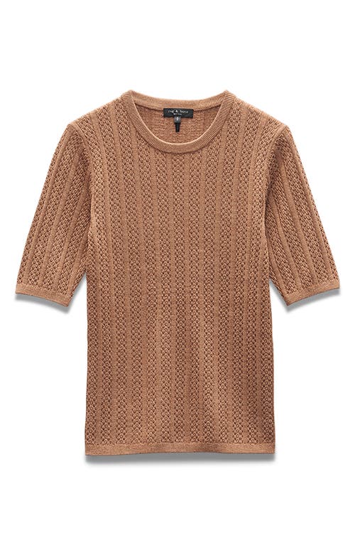 Rag & Bone Tina Short Sleeve Merino Wool Sweater In Brown