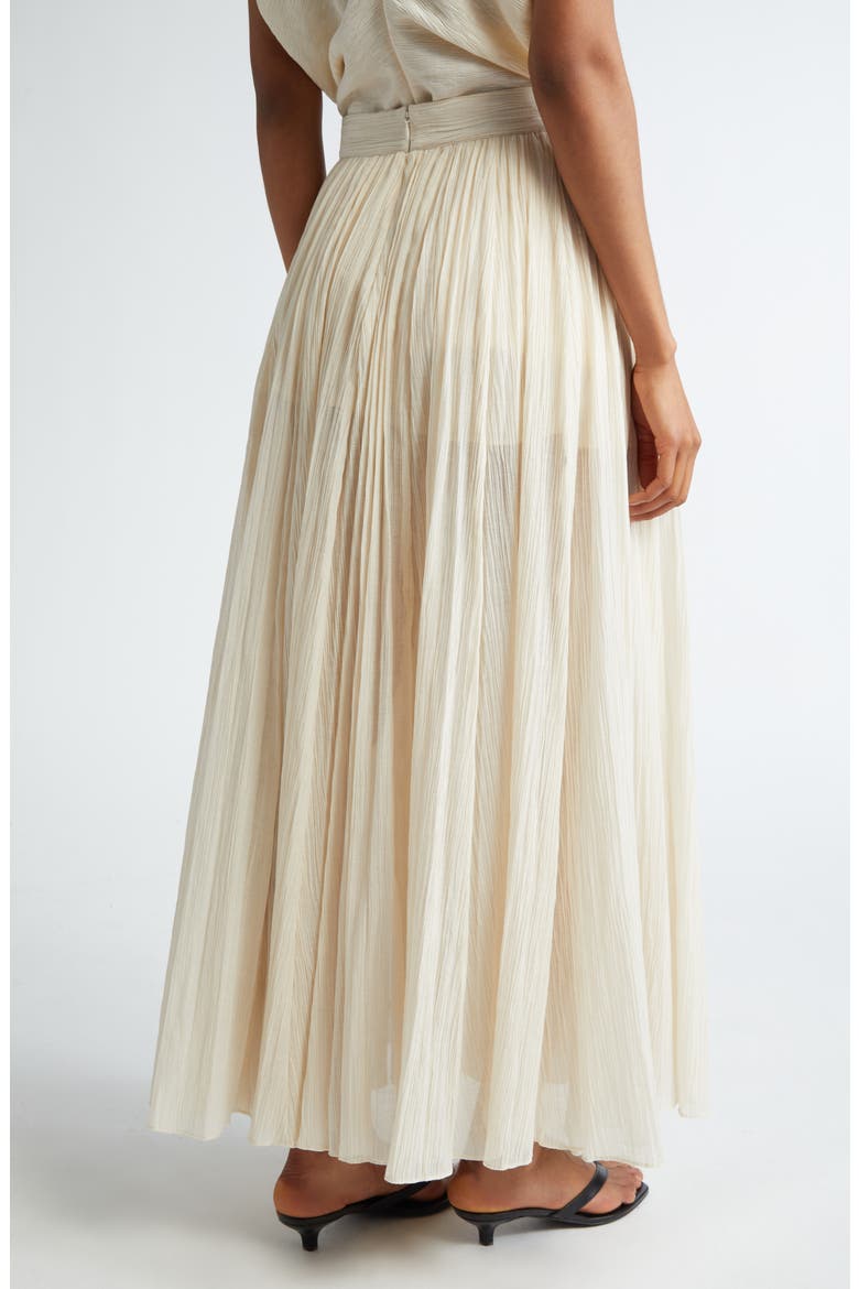 Semisheer Plissé Maxi Skirt, Alternate, color, MERINGUE