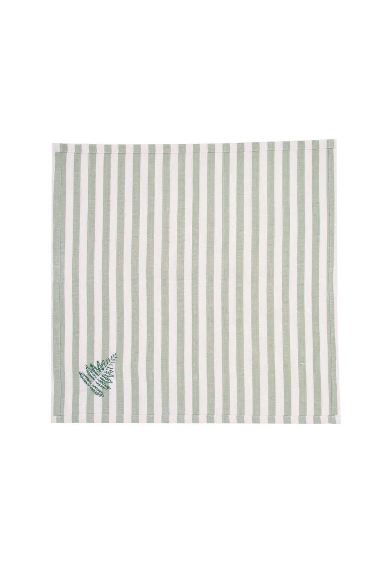Botanical Forest Hemstitch Set of 6 Cloth Napkins, Alternate, color, Green