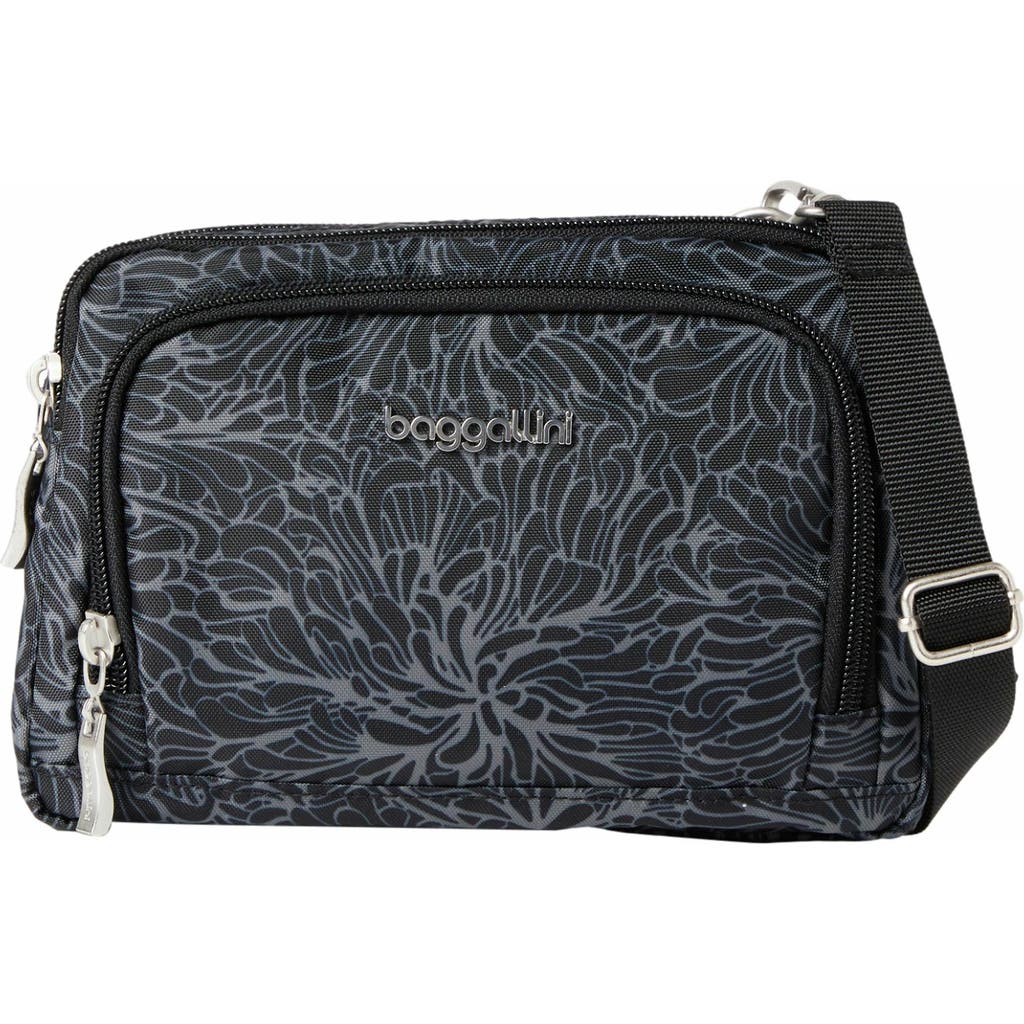Baggallini Triple Zip Small Convertible Crossbody Bag In Midnight Blossom