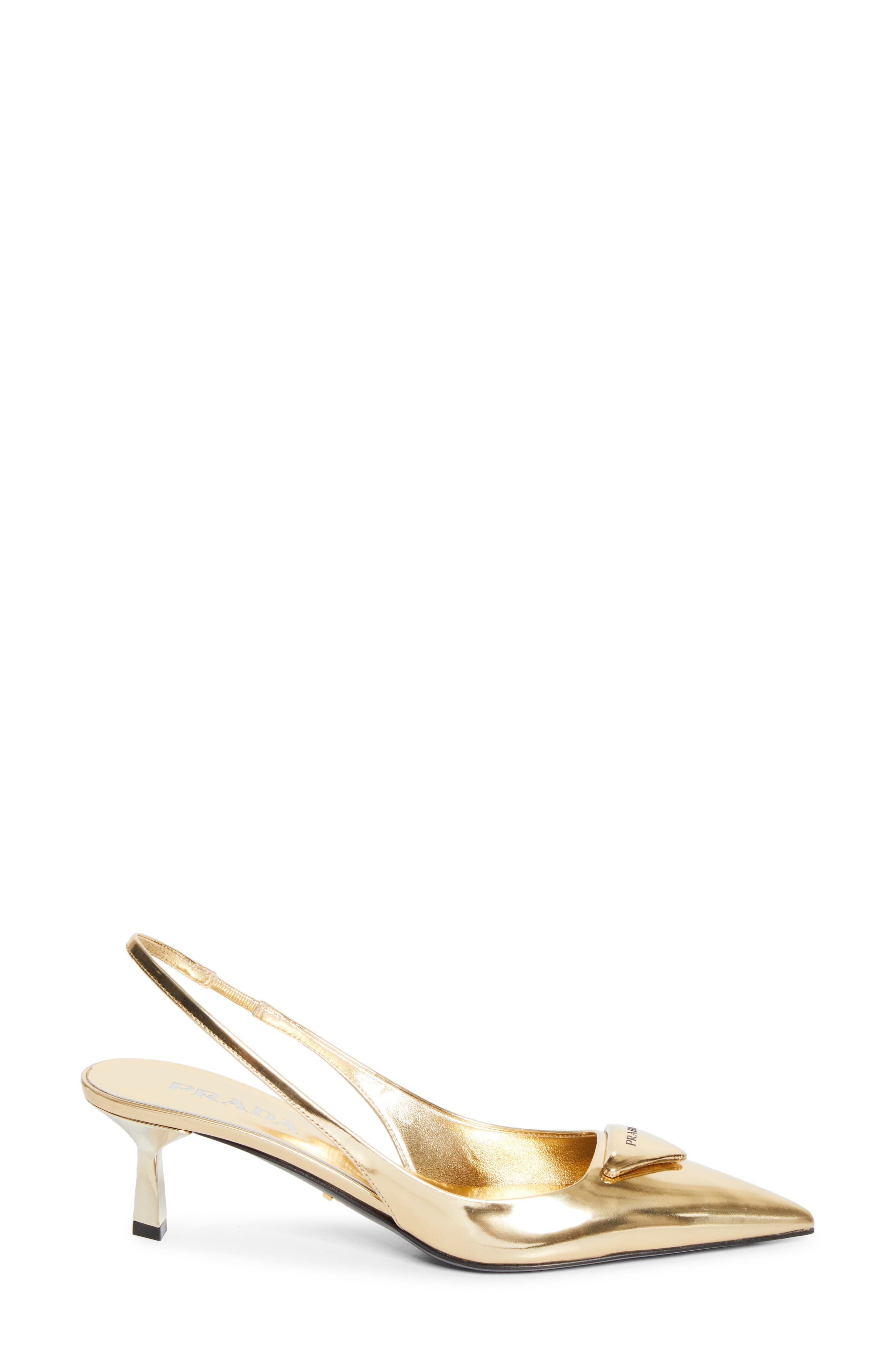 Modellerie Pointed Toe Metallic Kitten Heel Slingback Pump, Alternate, color, PLATINO