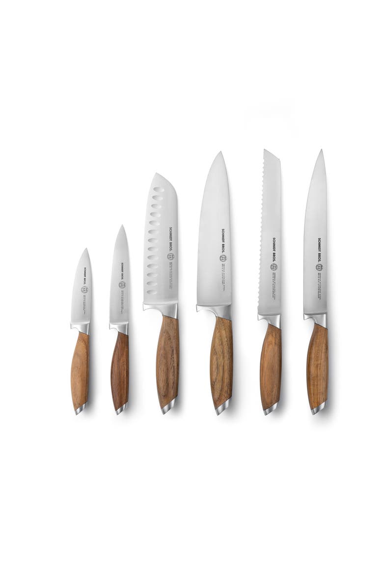 Bonded Teak 7-Piece Knife Block Set, Alternate, color, Brown