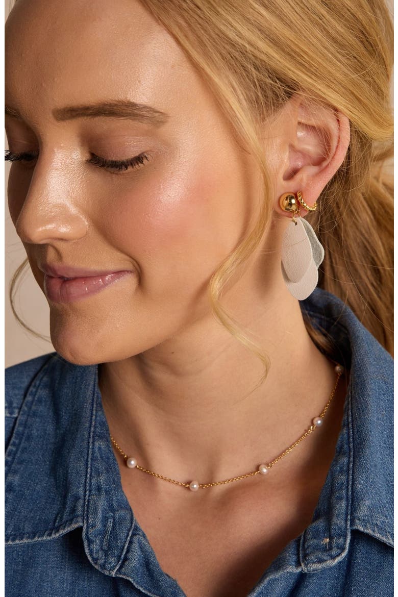 Weston Leather Earrings, Alternate, color, Cream / Silver