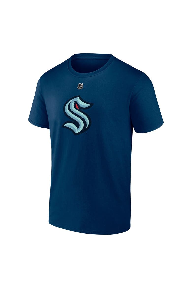 Men's Fanatics Kaapo Kakko Deep Sea Blue Seattle Kraken Authentic Stack Name & Number T-Shirt, Alternate, color, Navy