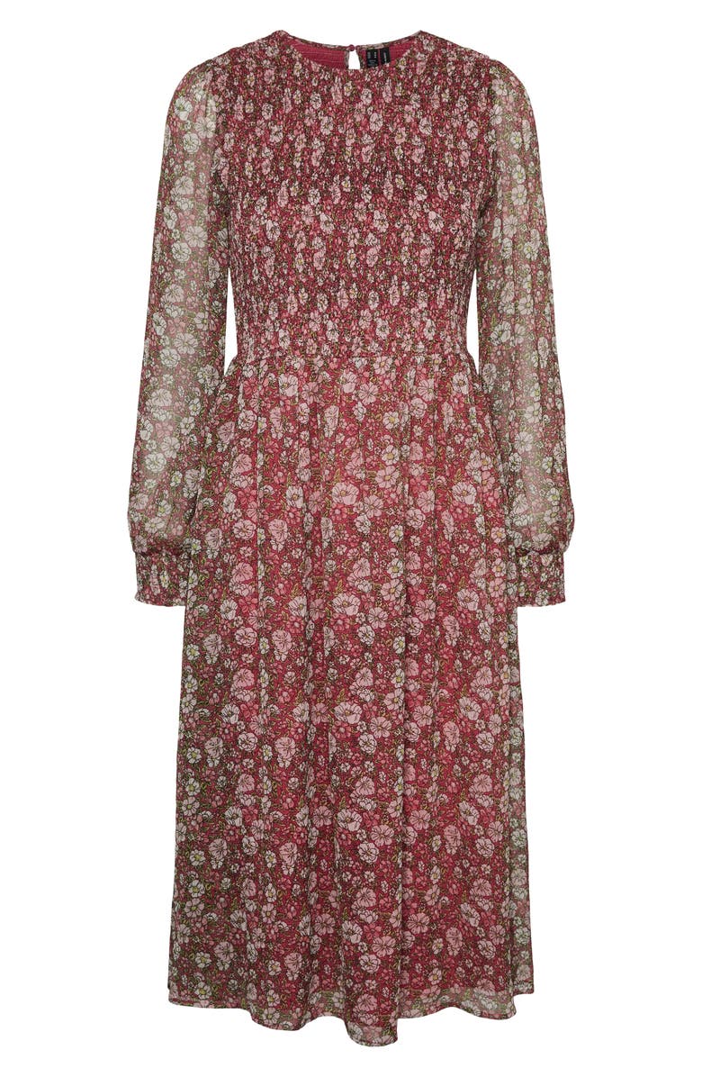 VERO MODA Siffy Floral Long Sleeve Chiffon Midi Dress, Main, color,
