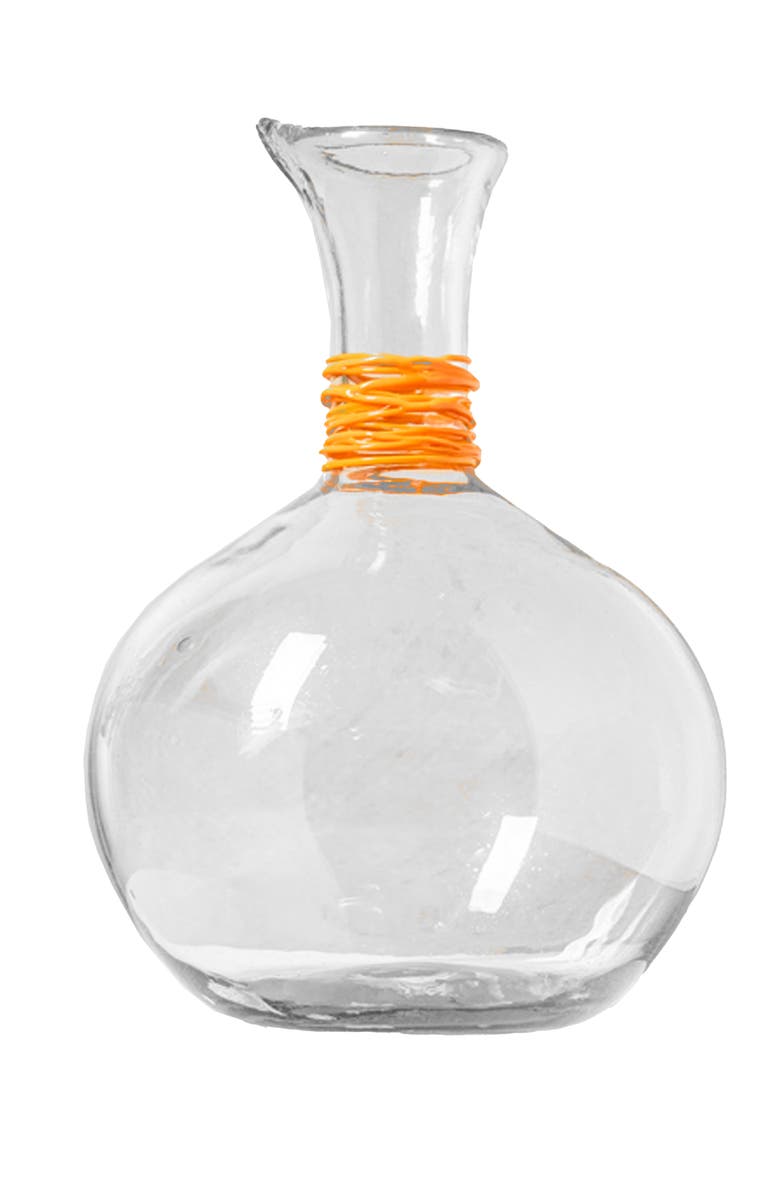 Verve Culture Handblown Glass Carafe - Orange Swirl, Main, color, Orange