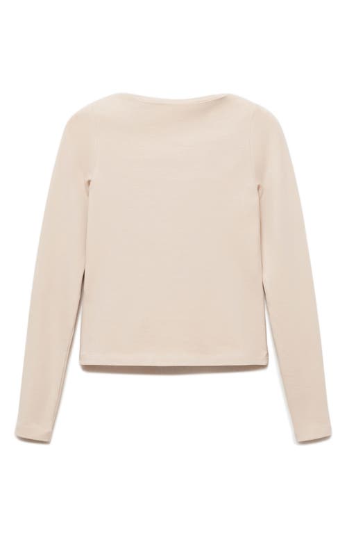 Shop Mango Murmi Long Sleeve Cotton Boat Neck T-shirt In Light/pastel Grey