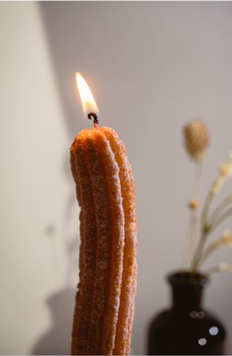 Southlake gifts Churros Taper Candle Set with Holder, Alternate, color, Churro Brown