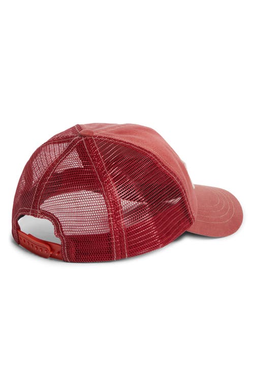 Double Rl Logo Patch Cotton Twill Trucker Hat In Faded Red