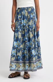 Treasure & Bond Print Tiered Maxi Skirt