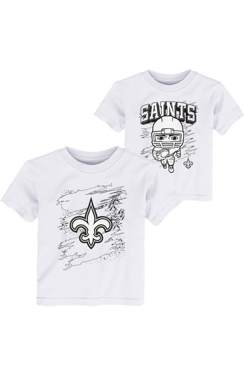 Outerstuff Toddler White New Orleans Saints Coloring Activity Two-Pack T-Shirt Set, Main, color, 