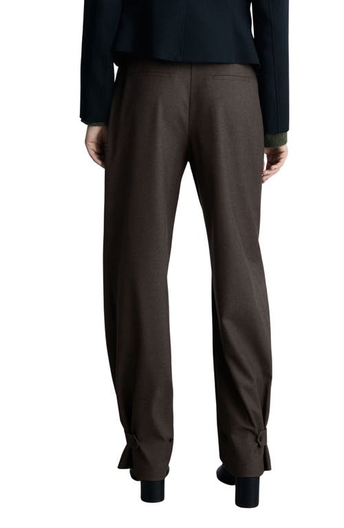 Mango Button Tab Hem Wide Leg Pants In Brown
