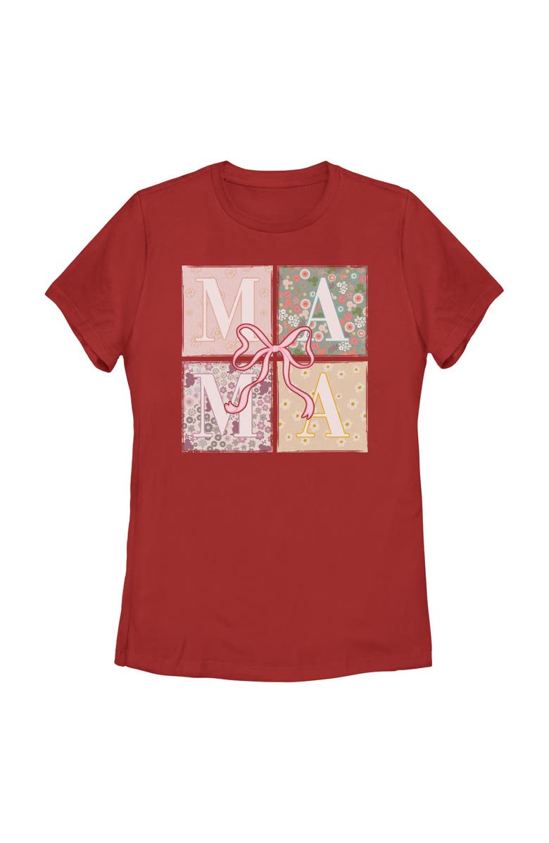 Mickey & Friends Women's Mickey & Friends Box Patterns Mama Bow  Graphic T-Shirt, Main, color, Red