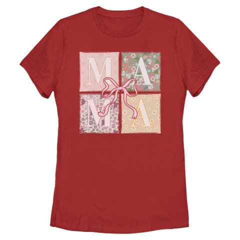 Women's Mickey & Friends Box Patterns Mama Bow  Graphic T-Shirt