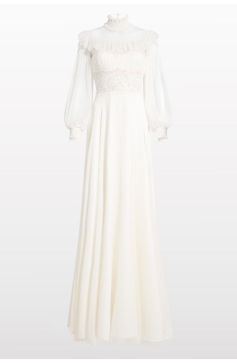 Jenny Packham Arden Ruffled Maxi Dress, Alternate, color, Ivory