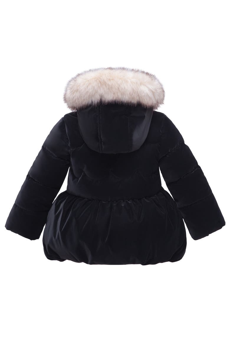 Kids' Luxe Bow Puffer Coat, Alternate, color, Pearl black