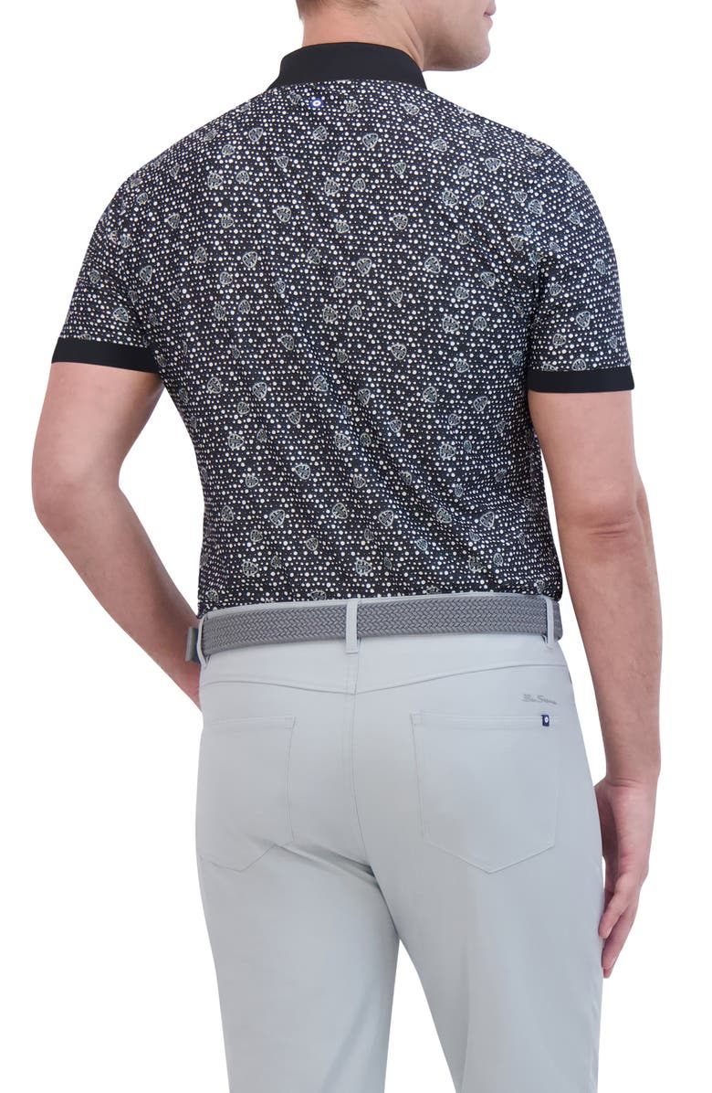 Ben Sherman Mono Dot Print Tech Jersey Golf Polo, Alternate, color, Black