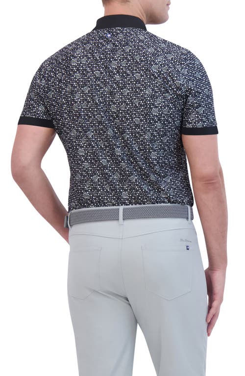 Ben Sherman Mono Dot Print Tech Jersey Golf Polo In Black