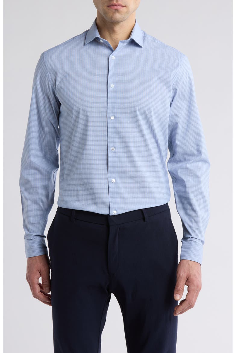 Fresh Comfort Stretch Long Sleeve Slim Fit Dress Shirt, Main, color, PETROL